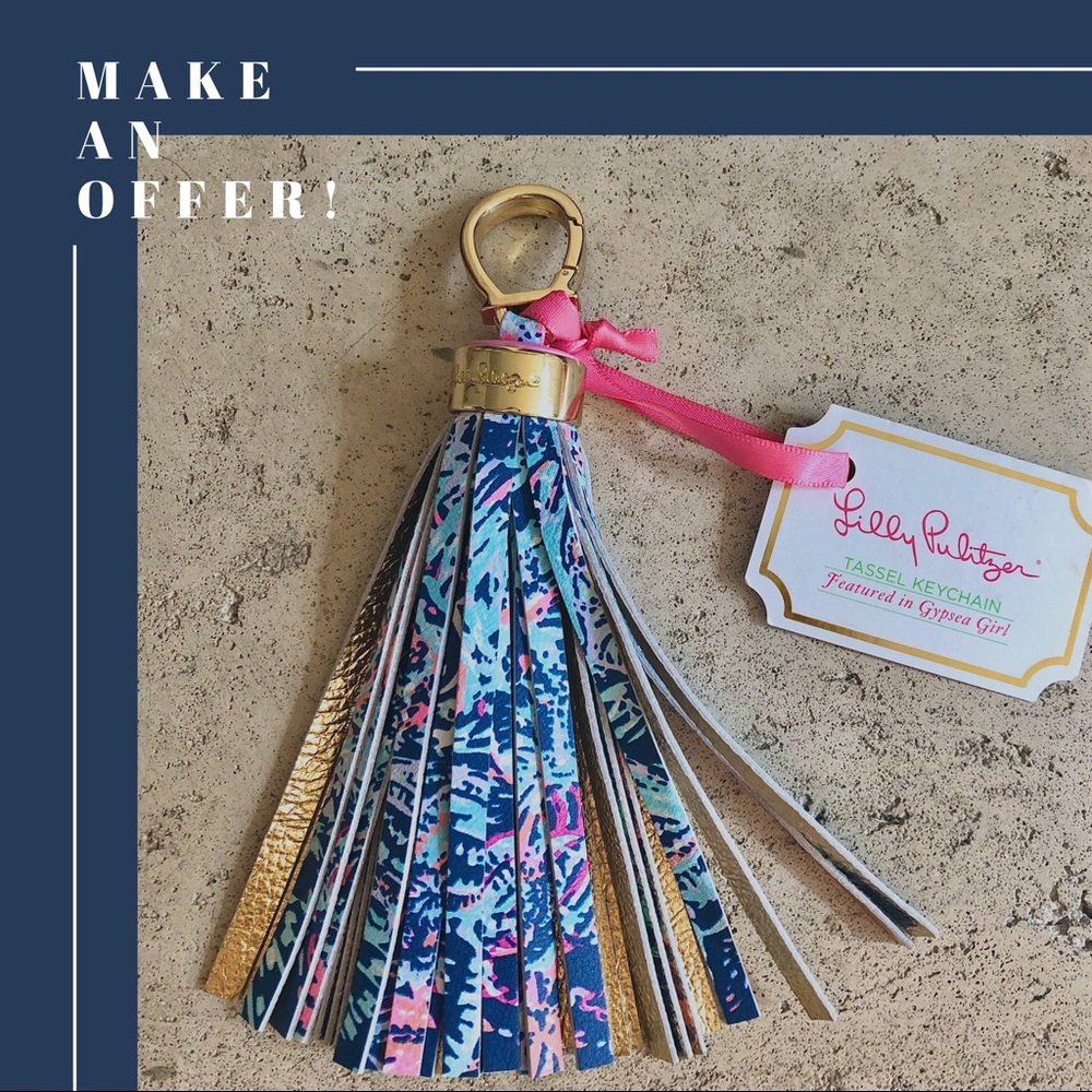 NWT Lilly Pulitzer Leather Tassel Keychain
